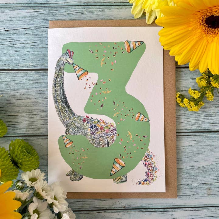 Number 3 Children's Birthday Card for wholesale by Jen Winnett Eco Artist