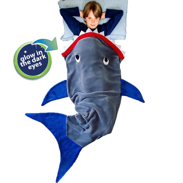 Blankie Tails Glow in the Dark Shark Wearable Blanket. for wholesale by Blankie Tails