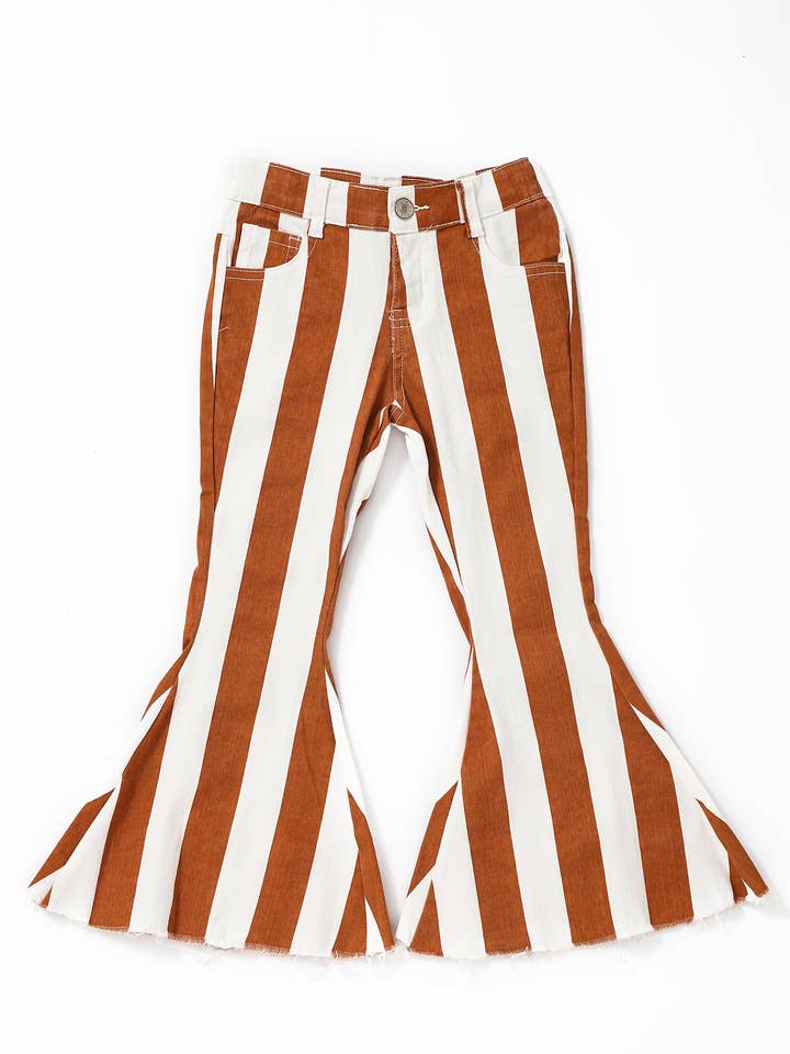 Brown Stripe Girls Bell Bottom Pants for wholesale by sassy kids palace