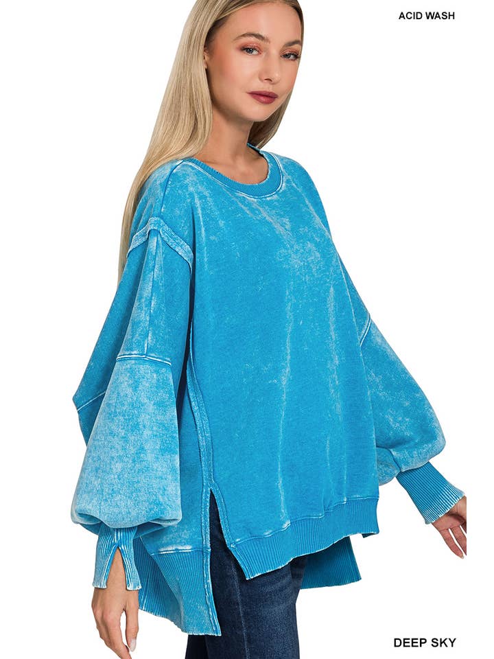 Vanilla Monkey - Wholesale Sweatshirt – Women's - Acid Washed Batwing Sleeve Fleece Sweatshirts10