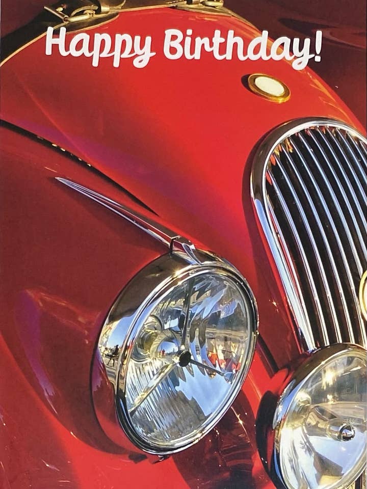 Gelukkige verjaardag, Klassieke Jaguar Car Card, wenskaart voor wholesale door 90210 Exotics