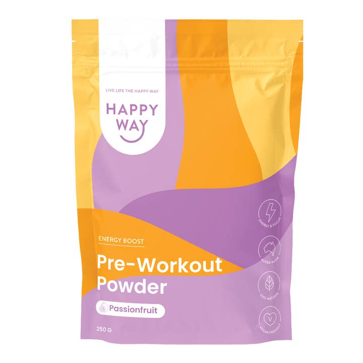 Happy Way - Wholesale Protein/superfood powder - Passionfruit Pre-workout 250g