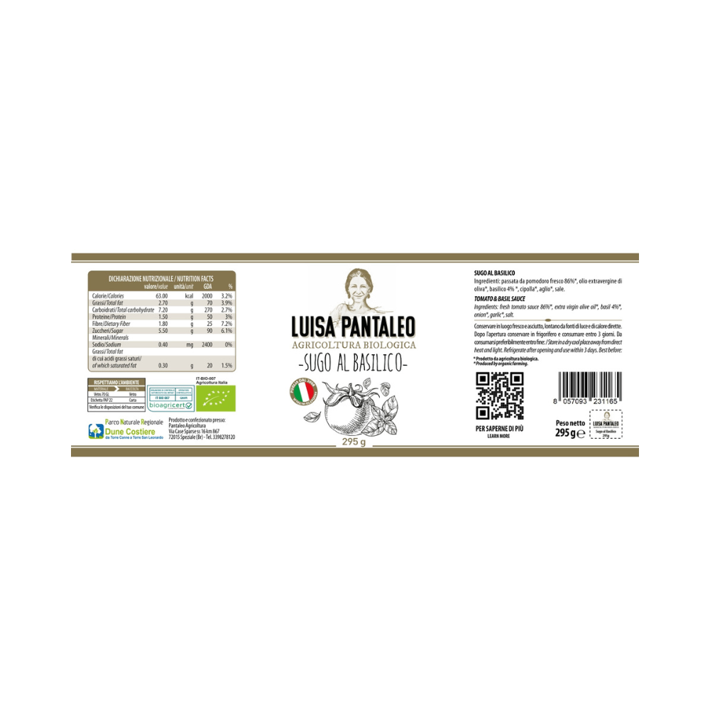 PANTALEO AGRICOLTURA SOC. AGR. SRL - Wholesale Pasta Sauce - Organic Tomato and Basil Sauce, made in Italy1