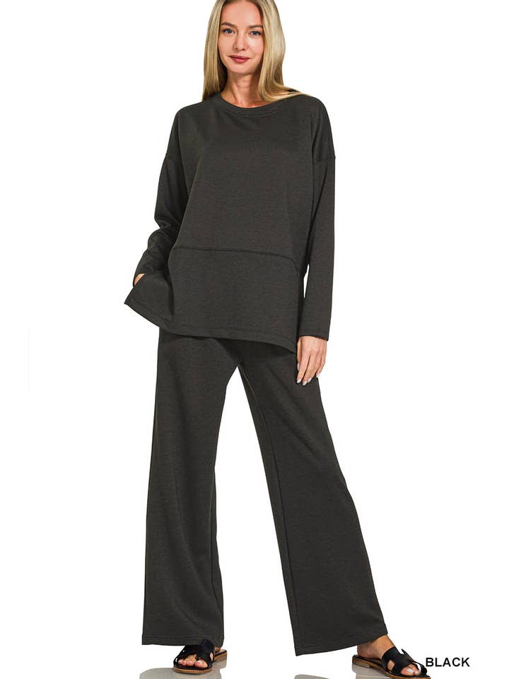 42POPS - Wholesale Lounge Set - Women's - ...1024 Scuba Side Slit Top & Pants Set SI-289686