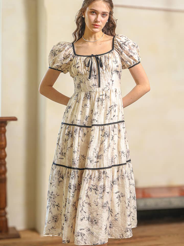 RP2503 - Ivoor Kanten Bloemenjurk met Laagjes voor wholesale door ROSIE POSIE