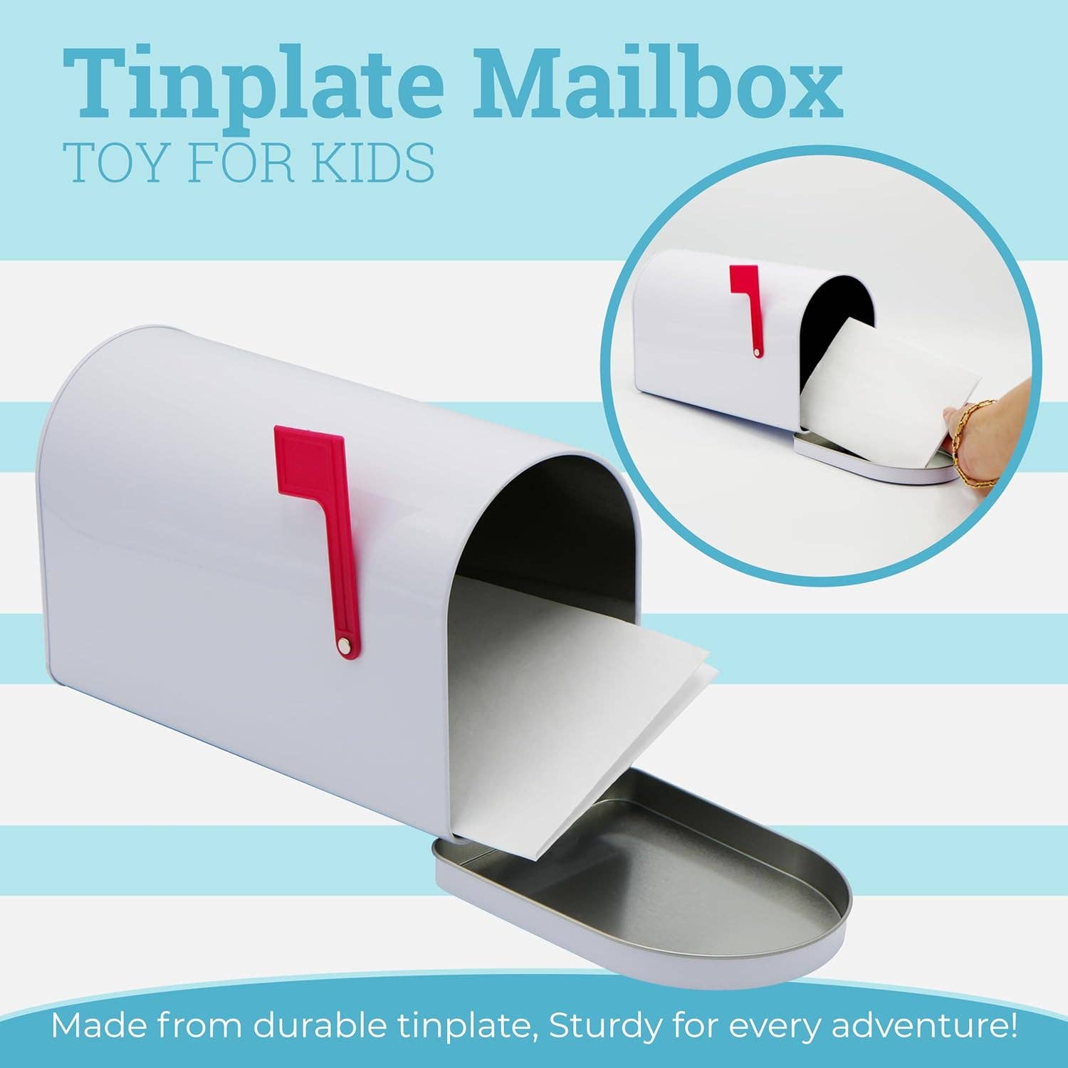 4E's Novelty - Wholesale Toy Set - Kids - 4E's Novelty 9" Tinplate Mailbox Toy for Kids – Durable Play Mailbox for Outdoor Adventures & Creative Fun3
