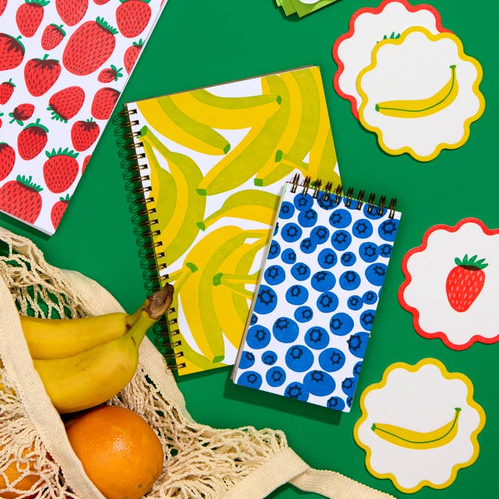 And Here We Are - Wholesale Notebook - Blueberry Letterpress Pocket-size Spiral Notebook - Made in USA - Foodie, Fruit, Vegetable, Garden, Berry - Stocking stuffer, Holiday, Gift Guide 0