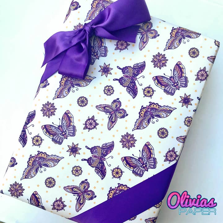 Magical Butterflies Eco Friendly Gift Wrap for wholesale by Olivias Paper