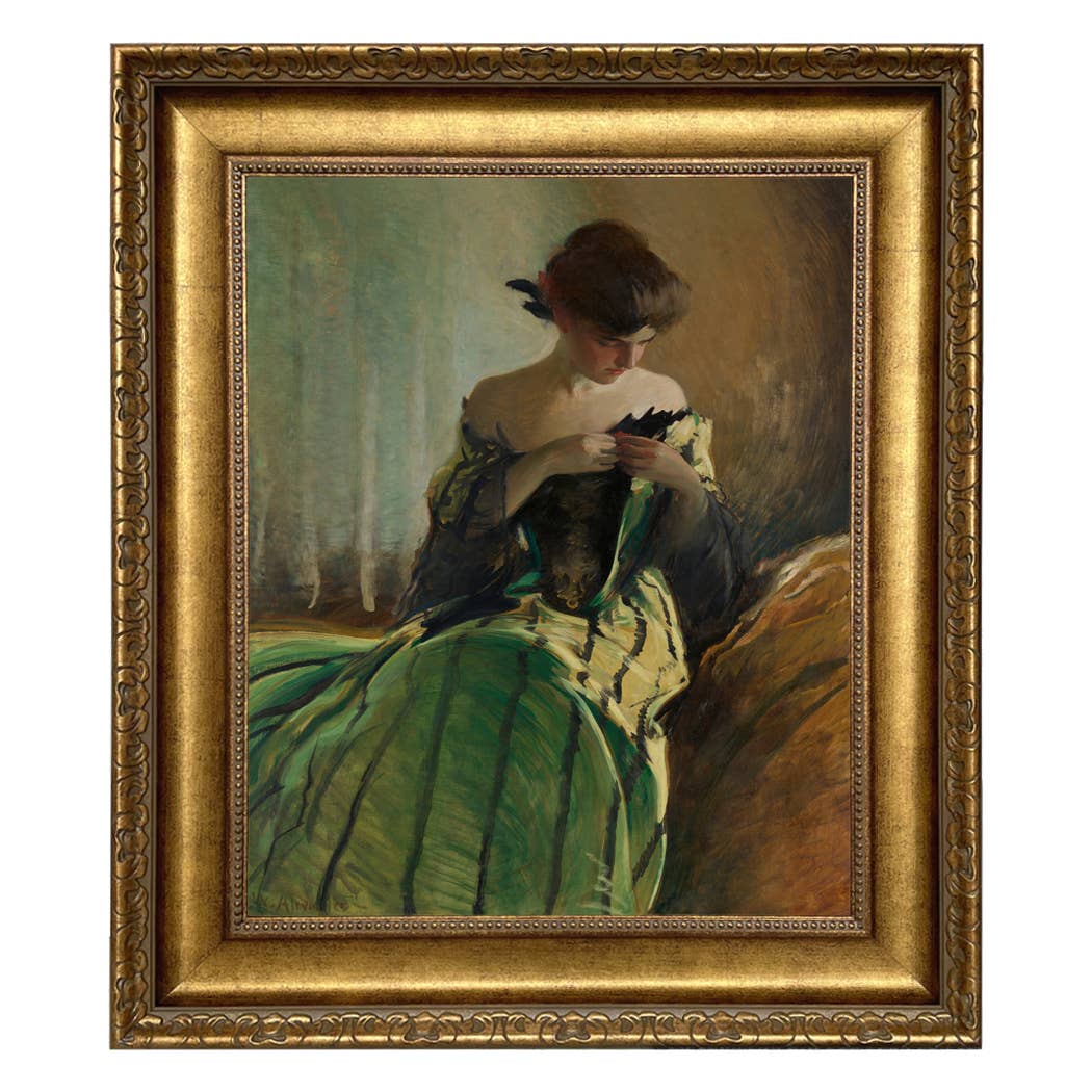 Madison Bay Co. - Historical Home Decor Reproductions - Vendita all'ingrosso Stampa artistica - Stampa su Tela Vintage di Donna in Abito Nero e Verde78