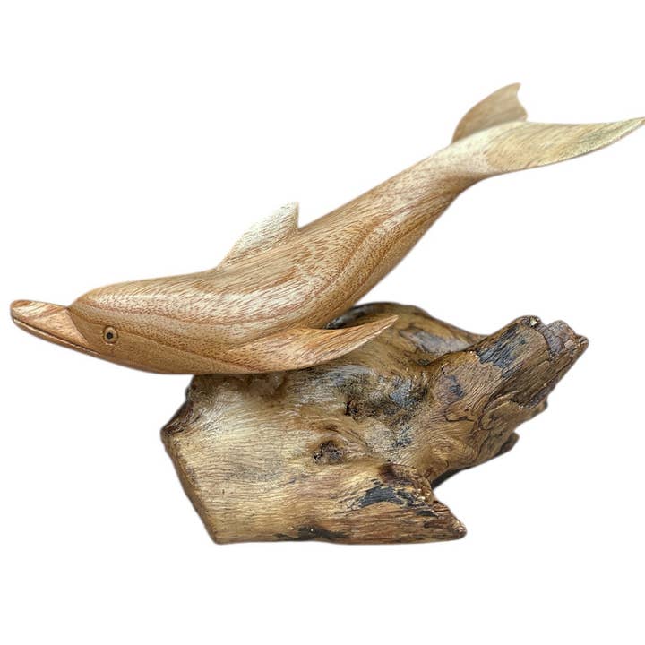 Wood Dolphin on Driftwood Stand – Coastal Decor Accent
for wholesale by OMA - Eclectic Home
