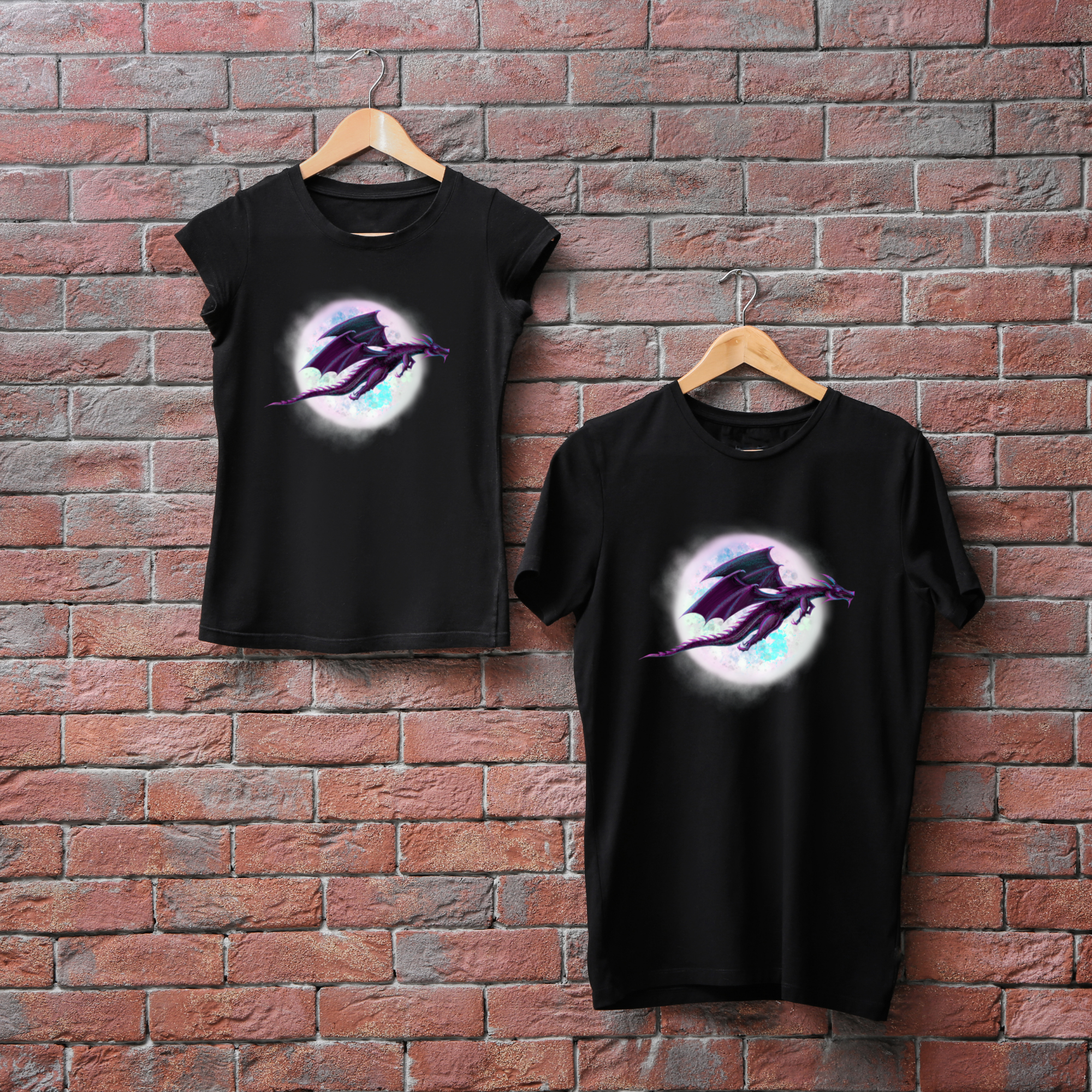 Hannah Kate Makes - Wholesale T-Shirt (Graphic) - Unisex - Dragon Moon T-shirt - Black - 100% Cotton - Gothic Whimsy2