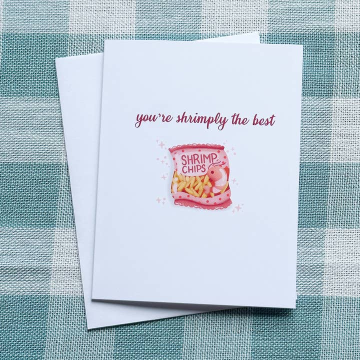 'You're Shrimply The Best' Asian Greeting Card for wholesale by DoodlesbyIndy