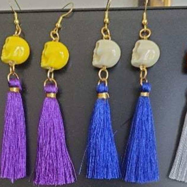 Skull Earrings: Día De Los Muertos for wholesale by Thorneapple Designs