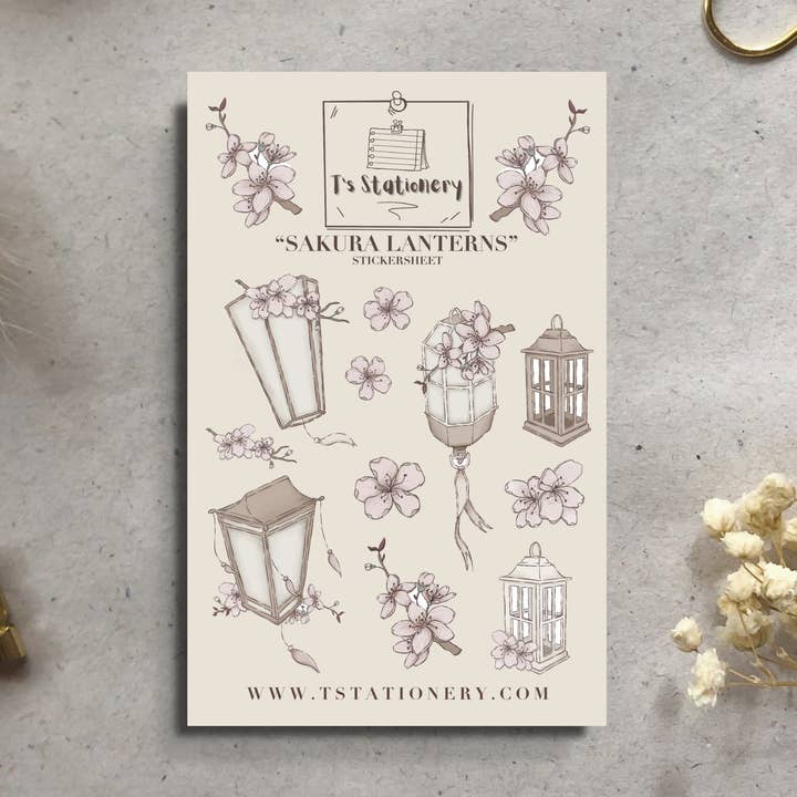 "Sakura-Laternen" Stickerbogen für den Großhandel von T's Stationery
