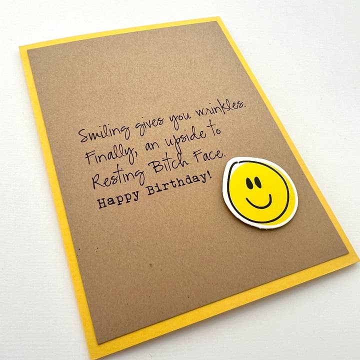 Födelsedag leende rynkor upp och upp till vilande tik ansikte kort för wholesale av Muddy Mouth Cards