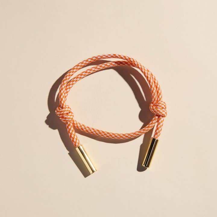 Orange & White Cord Bracelet for wholesale by Nickel and Suede