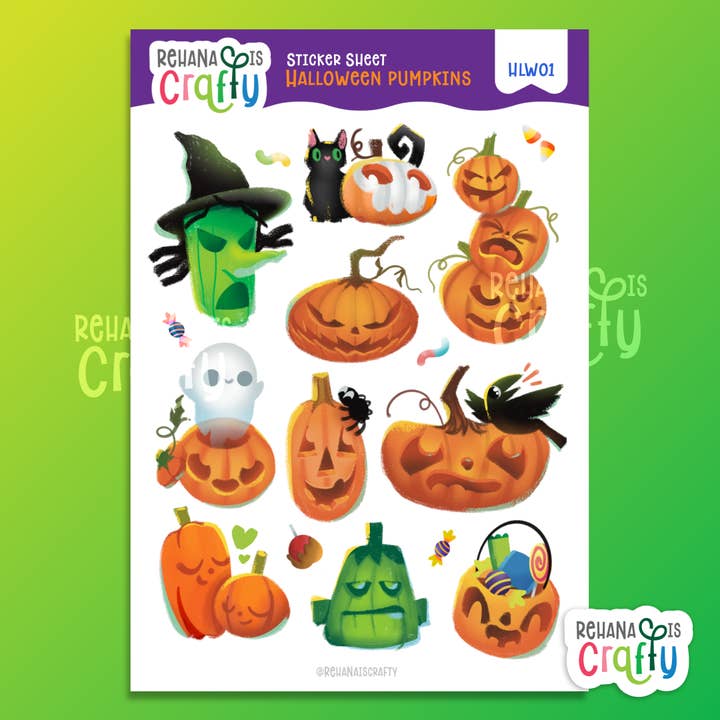 Spooky Pumpkins Halloween | Sticker Sheet for wholesale by Rehana is Crafty
