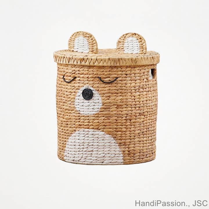 Animal Bear Basket Water Hyacinth Laundry Storage Basket for wholesale by HandiPassion - Vietnamese Handicraft Manufacturer