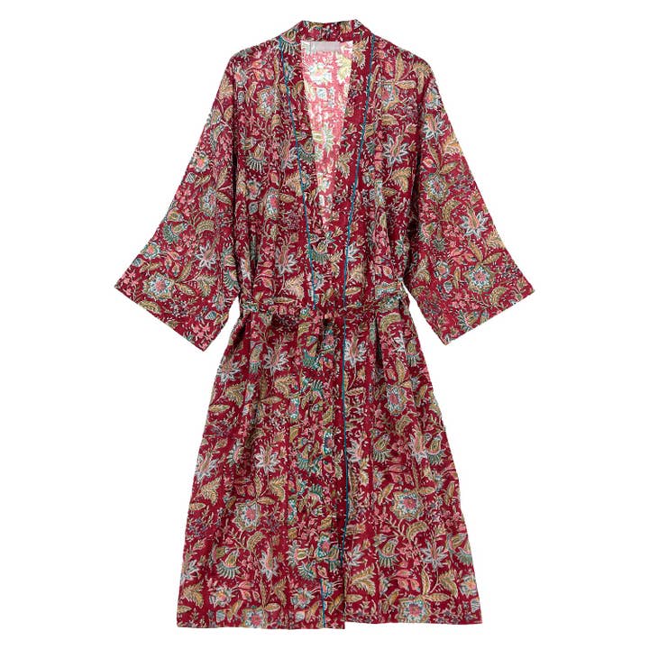 ABRACOLORS – wholesale Kimono - Dam – Röd blomma kimono