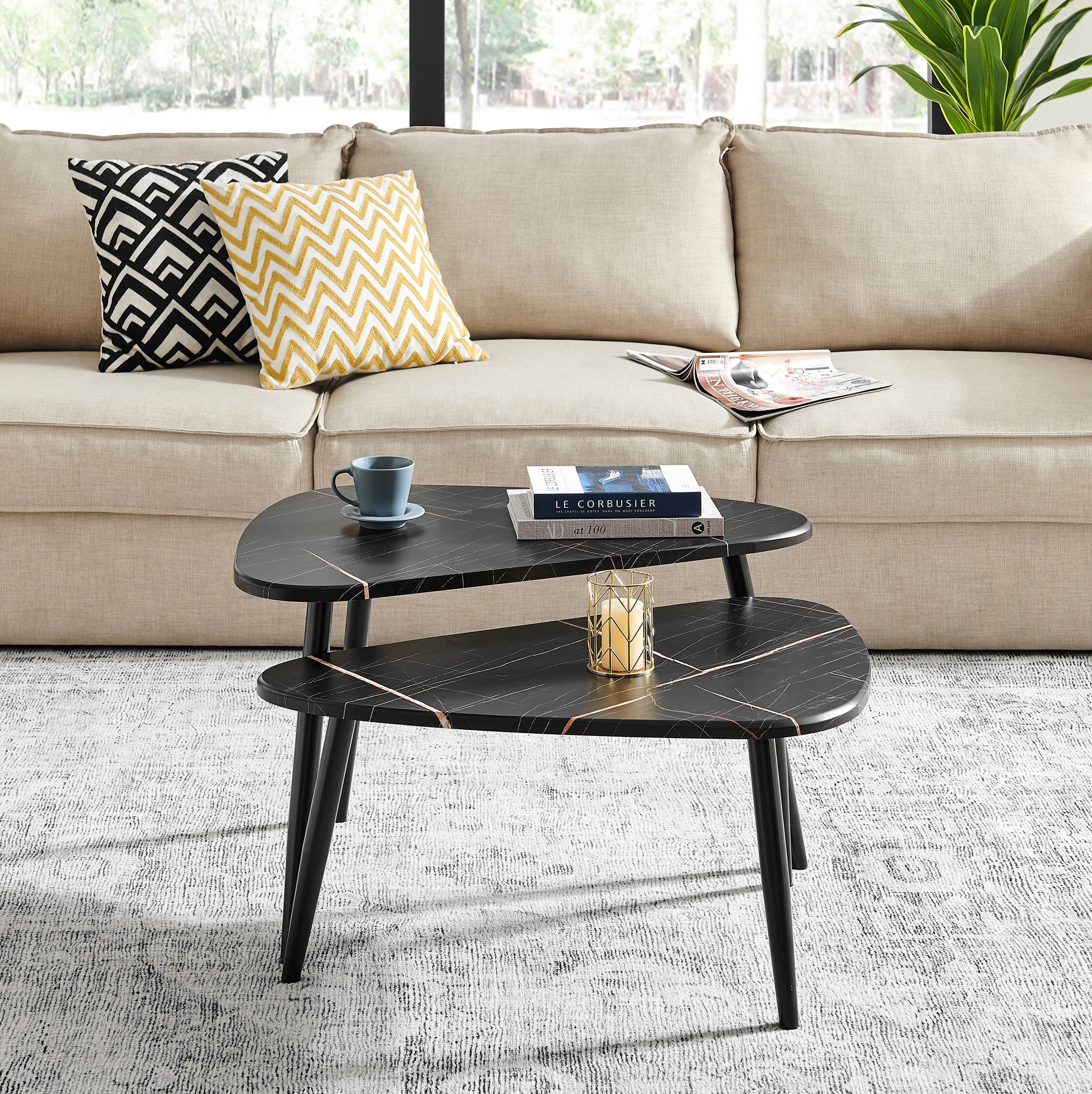 Danya B - Vente Tables basses - Ensemble de 2 tables basses semi-emboîtables ovales en forme de goutte d'Aurora26