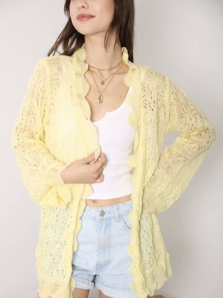 Women's Crochet Cardigan Casual Lightweight Long Sleeve Open for wholesale by Anna Kaci Wholesale