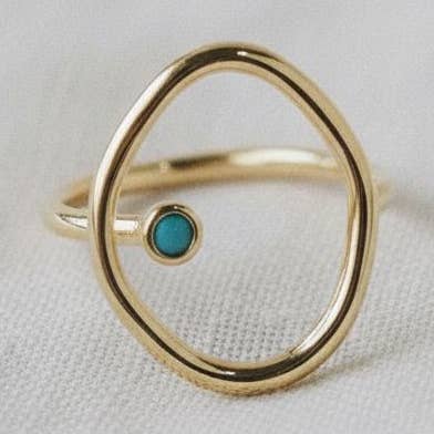 Anillo artístico ajustable con gema azul para venta al por mayor de Ellemadera