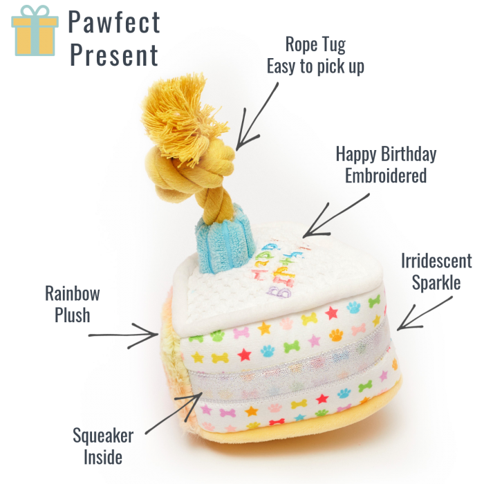 PetLondon - Wholesale Pet Plush Toy - Dog - Rainbow Sparkle Dog Happy Birthday Cake5