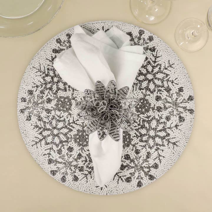 Chill-Out placemat met kralen in crème en zilver, set van 2 voor wholesale door Trunkin'