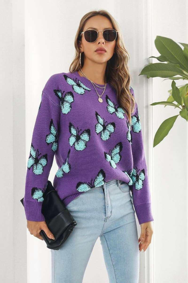 NINEXIS - Wholesale Knit Sweater - Women's - CWOSWL6374_KNIT LOOSE BUTTERFLY LONG-SLEEVED SWEATER6