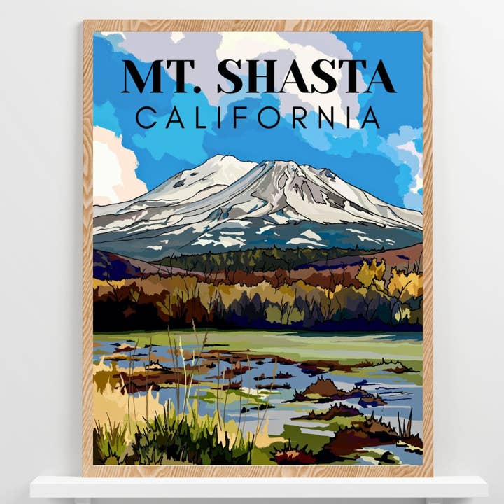 Mt. Shasta, California Art Print / Travel Poster for wholesale by Wild Life Design Co.