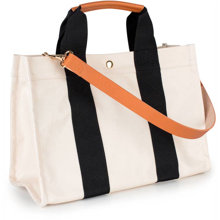 Boulevard - Wholesale Tote Bag - Women's - "Kylie" Panda Canvas Tote with Leather Accents1
