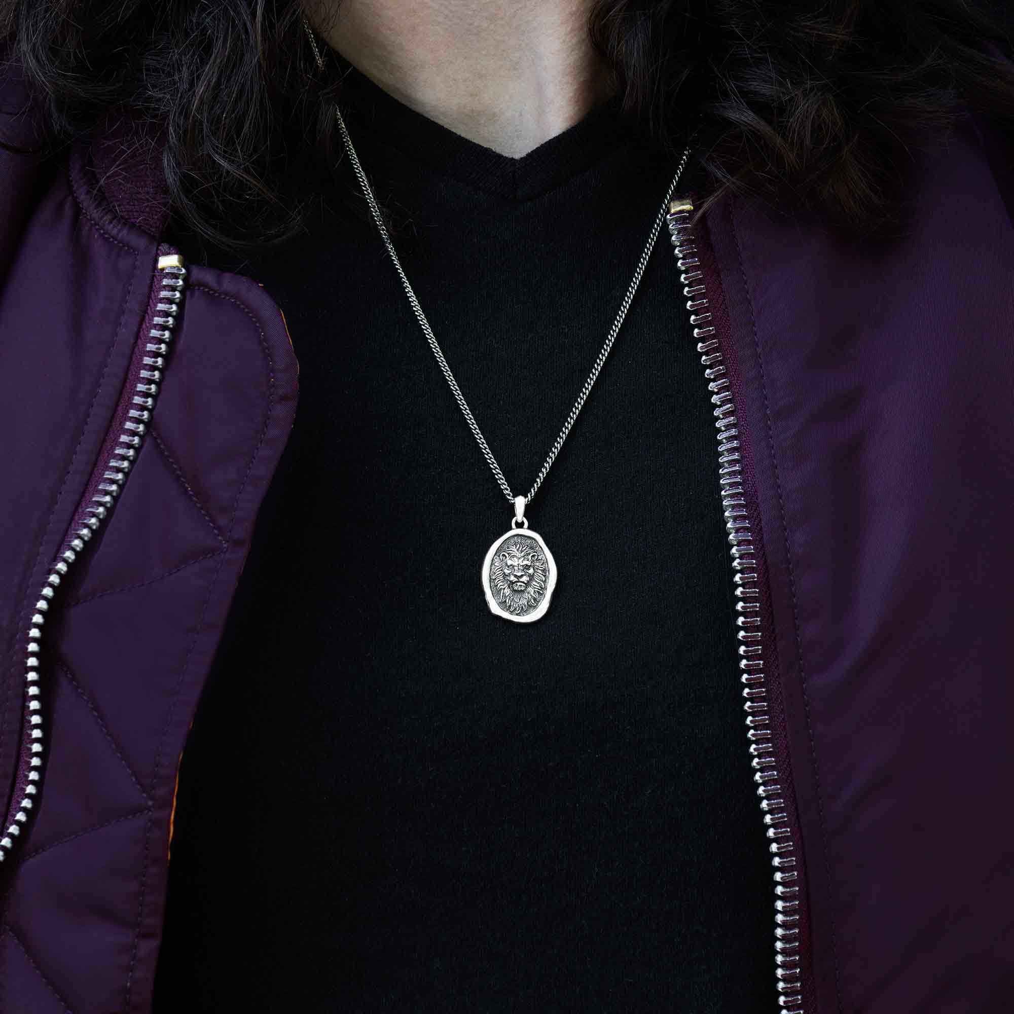 Nina Designs - Wholesale Pendant/Charm Necklace - Men's Necklace Sterling Silver Lion 22 Inch1