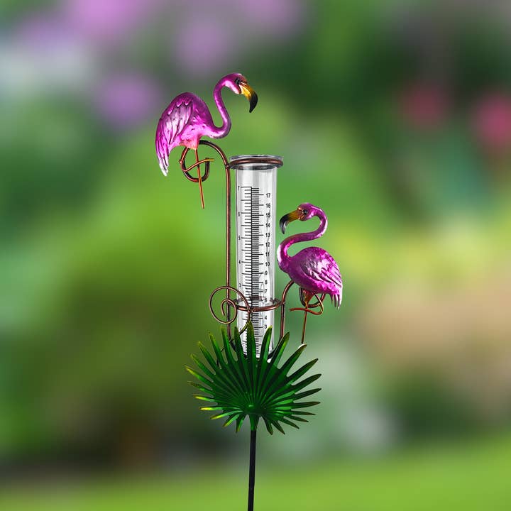 RCS Gifts - Wholesale Garden/Lawn Stake - Flamingos Rain Gauge Garden Stake - 36"