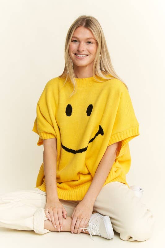 JADE BY JANE - Wholesale Knit Top - Women's - SHORT SLEEVE SMILE OVERSIZED KNIT TOP7