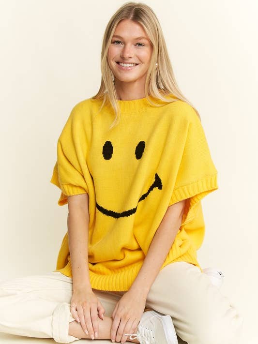 JADE BY JANE - Wholesale Knit Top - Women's - SHORT SLEEVE SMILE OVERSIZED KNIT TOP7