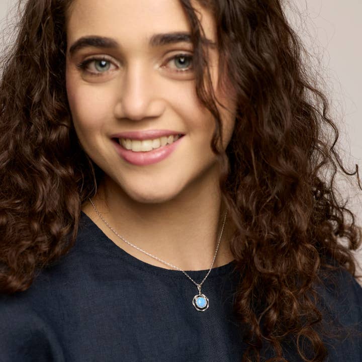 Banyan Jewellery - Wholesale Pendant/charm necklace - Blue Opal Dainty Pendant1