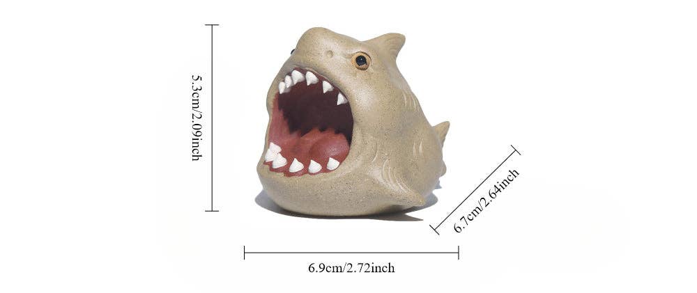 Gohobi （We cover U.S. import duties） - Vendita all'ingrosso Statuette decorative - Gohobi, decorazione da tè in ceramica fatta a mano in argilla YiXing, motivo: squalo5