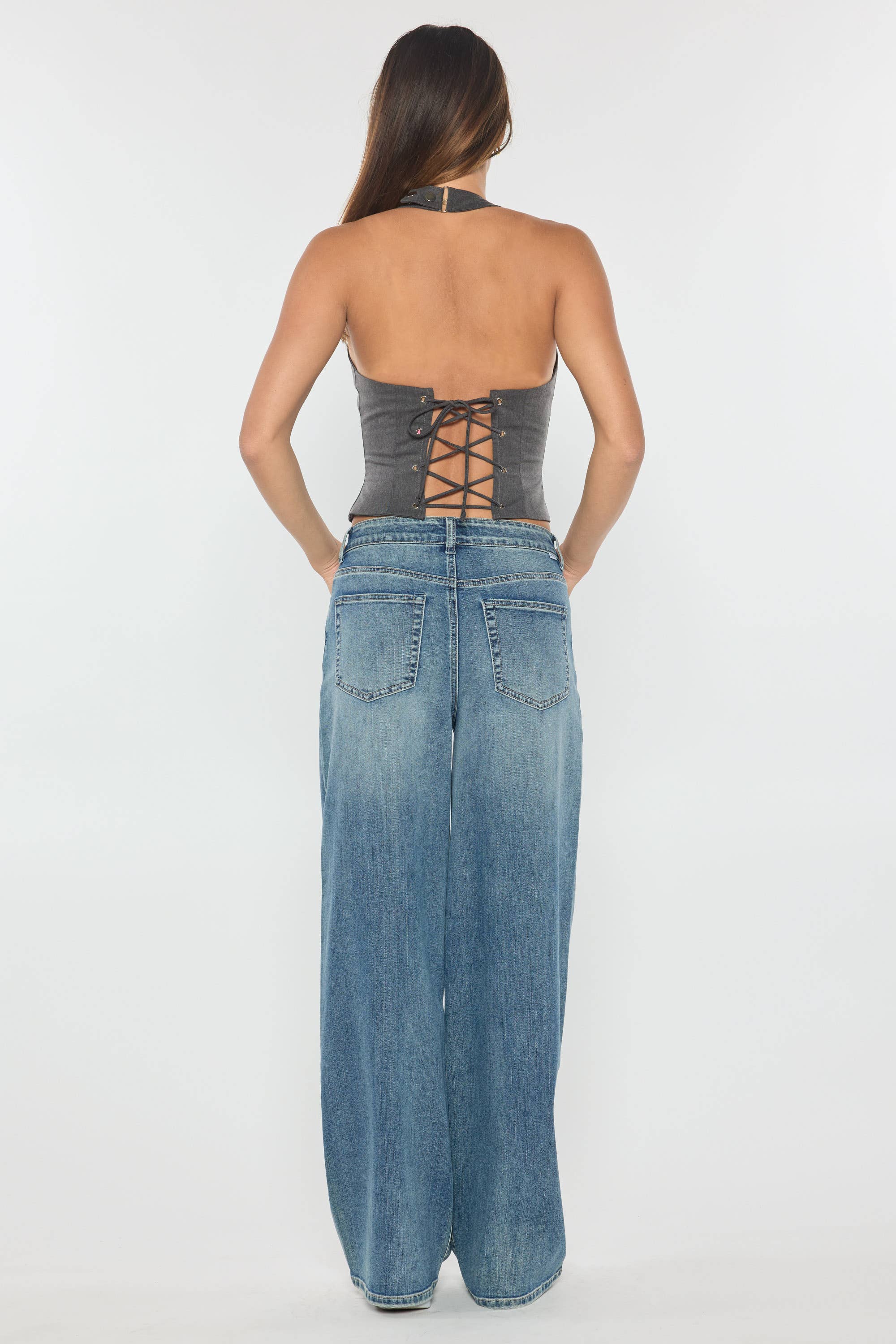 MEDIUM OPEN PACK Mid Waist Relaxed Wide Jeans WEP3614 for wholesale on Faire8