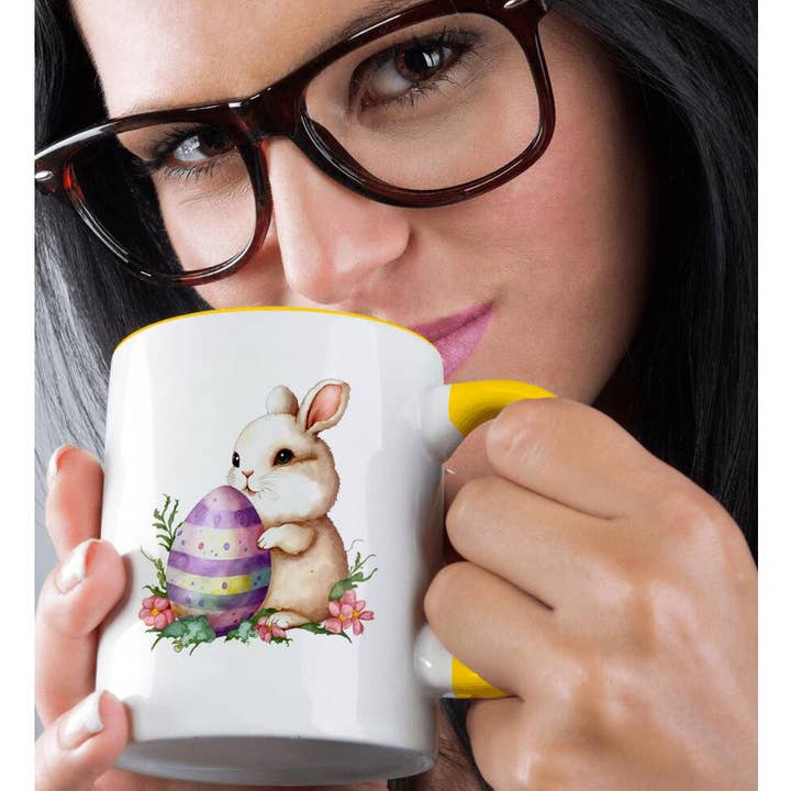 3dRose - Wholesale Coffee mug - 3dRose, Cute Easter Bunny Holding A Purple Easter Egg With Flowers , Mug1
