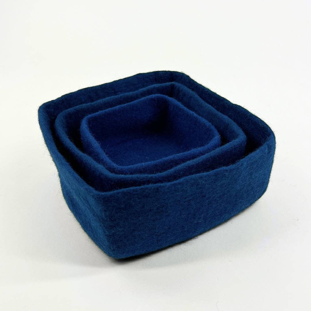 Humble Hilo - Venta al por mayor Bandejas/platos/boles decorativos - Humble Hilo Cuencos de Fieltro Hechos a Mano, Juego de 3 Cuadrados28