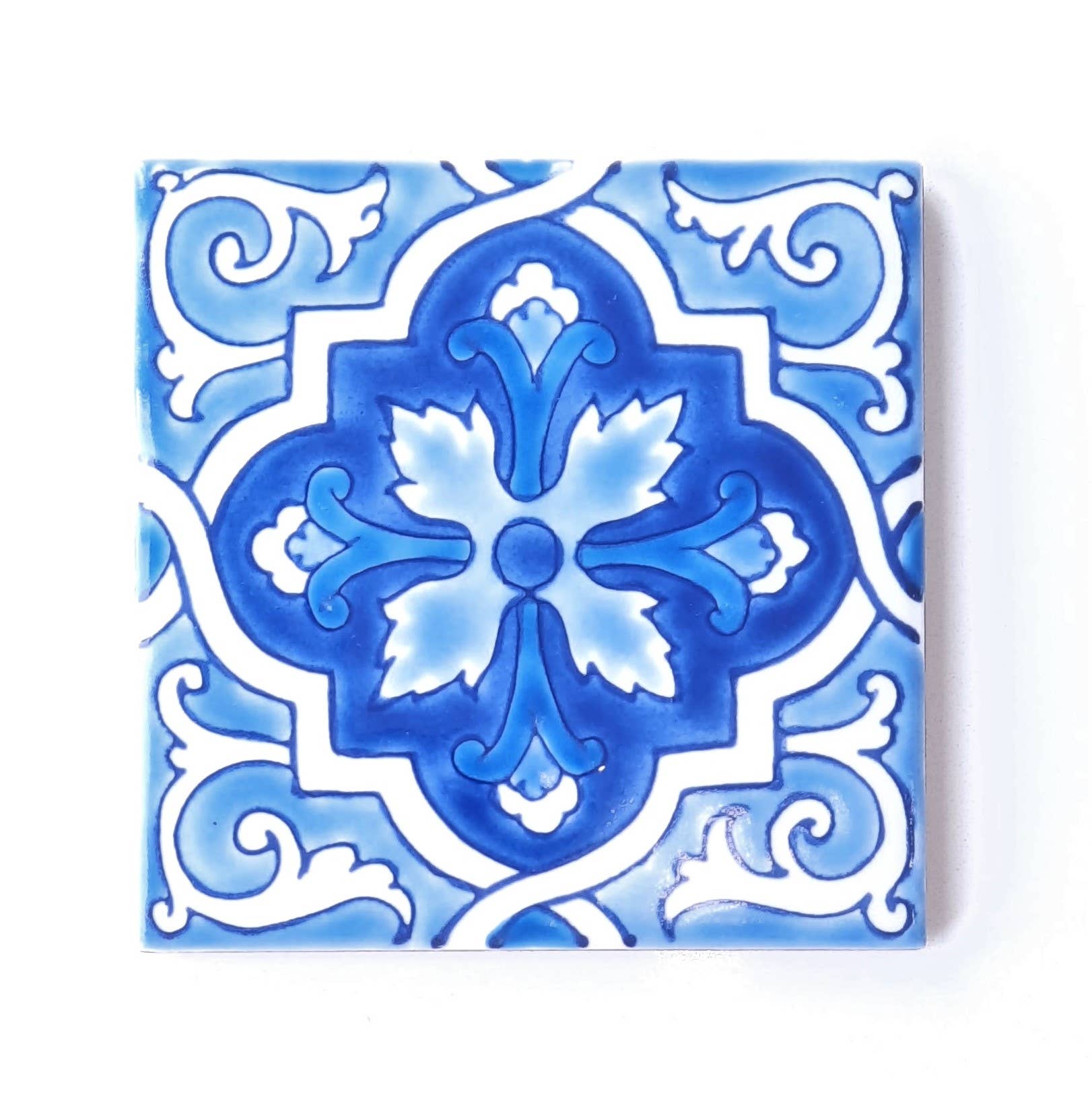 Dyari - Wholesale Wall Tile - BLUE 8 | Decorative Handpainted Ceramic Tile 4"x4"(10x10cm)