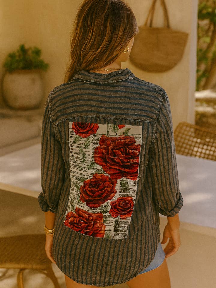 The Nu Vintage - Wholesale Button Down Shirt - Women's - Rose Noir0