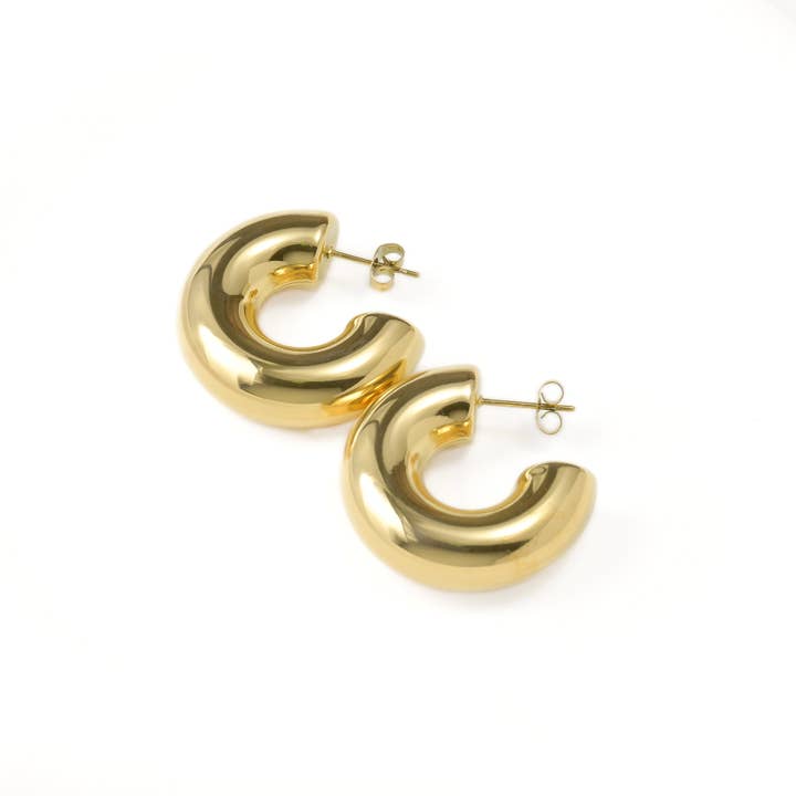 Blueyejewelry – Engroshandel Hoops – Chunky Tube Hoops - vandtæt Chunky Medium Hoop Øreringe