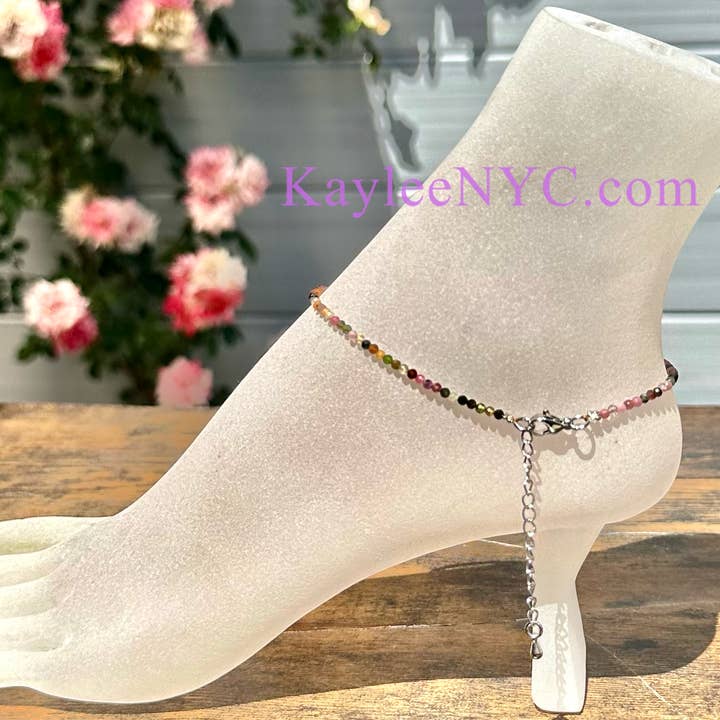 KayleeNYC - Wholesale Enkelbandje - 2mm Natuurlijke Toermalijn Enkelbandjes Kristallen Genezende Energie1