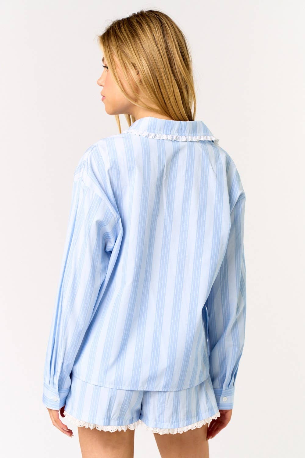 SKY IBS32380 Striped Pajama Top & Shorts Set for wholesale on Faire4