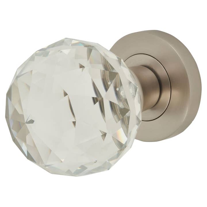 Jedo Cut Glass Door Knob - Satin Nickel for wholesale by Diybasket