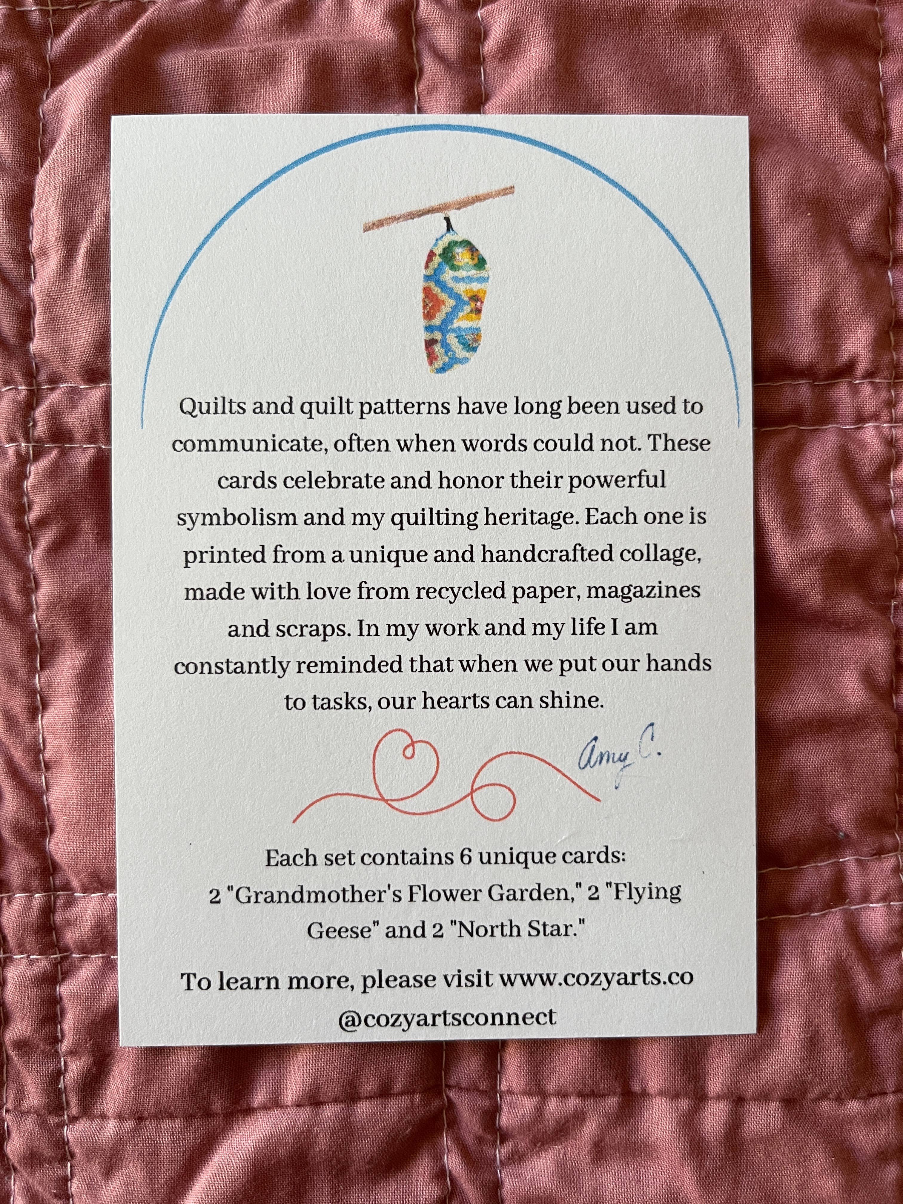 Cozy Arts - Wholesale Everyday Greeting Card - Quilt Block Greeting Cards, Boxed Set of 64