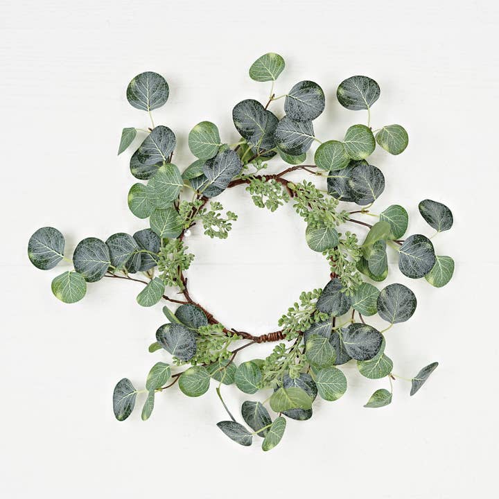 35502- 16in(6.5)Wreath-Flocked Silk Screen Silver Dollar Lea for wholesale by Impressive Enterprises, Inc.