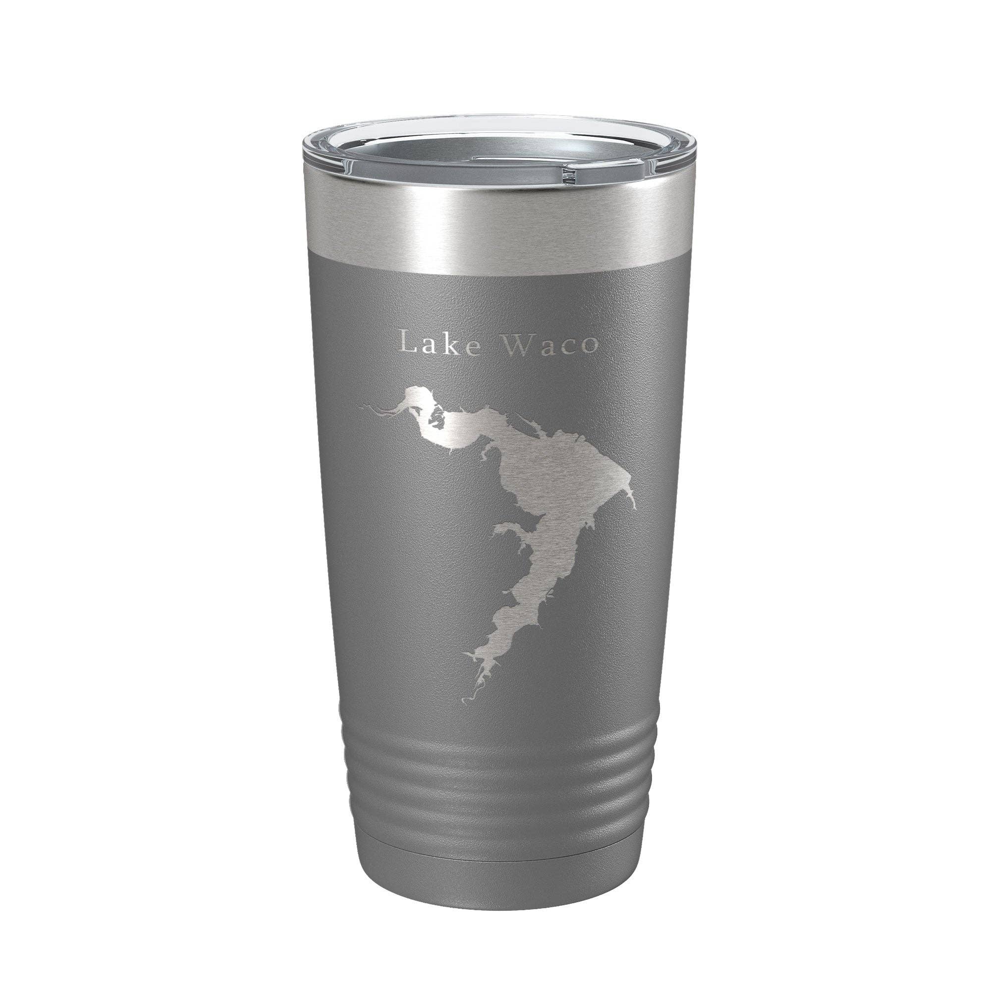 CarveBright - Venta al por mayor Vaso termo - Taza de viaje con forma de mapa de Lake Waco, aislante, grabada con láser, taza de café Texas, 20 onzas15