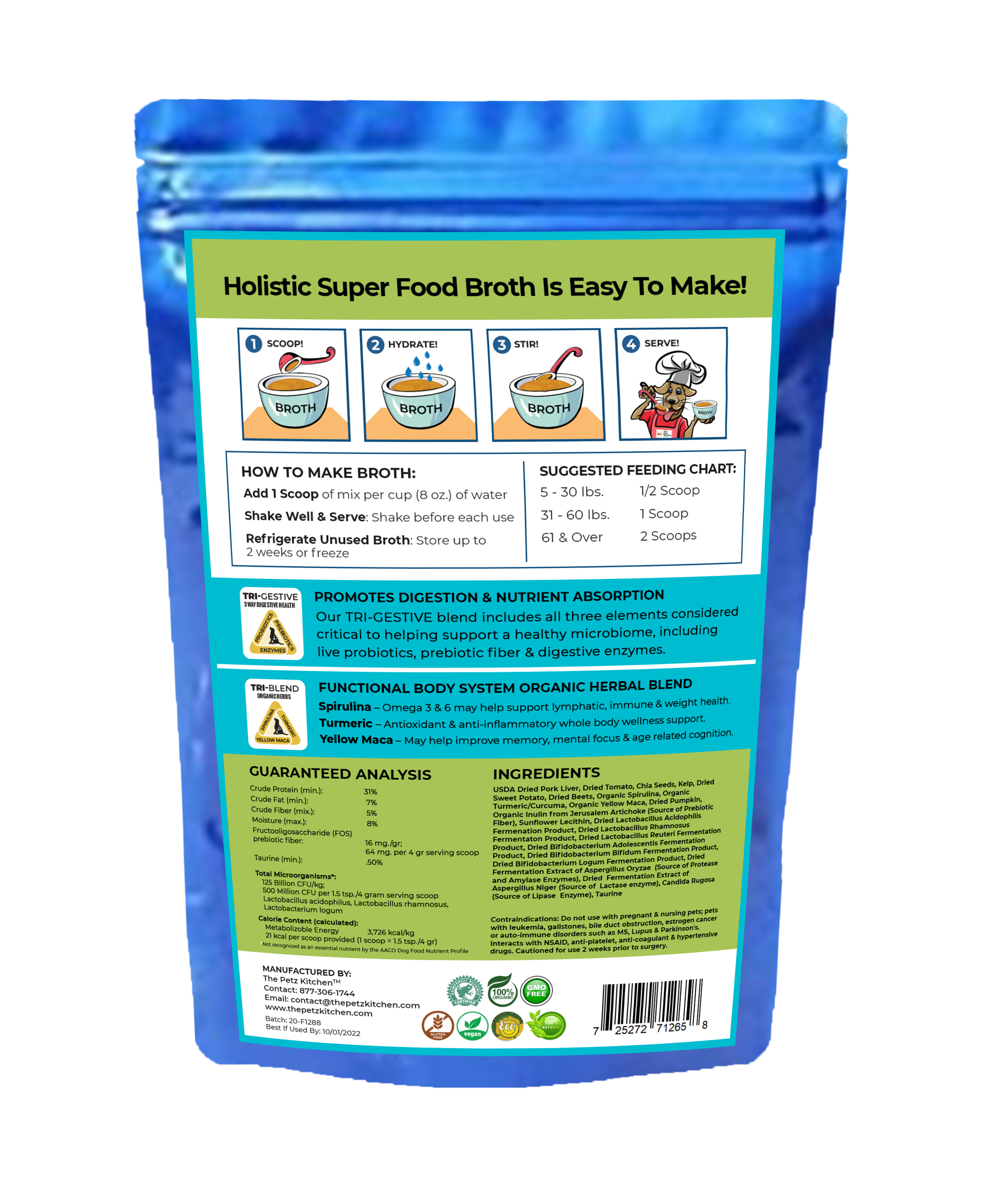 Natura Petz Organics – wholesale Pet supplement – Cat/dog – Super Food Broth One & Done* Vitamin, Mineral & Enzyme the Petz Kitchen Dogs Cats3